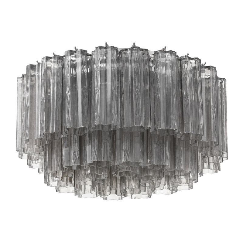 Plafonnier encastré 7 lumières Shaurya, Chrome poli / fumée