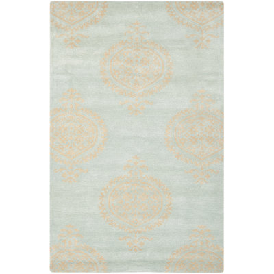 Tapis bleu poudre / beige en laine touffeté à la main Candelo