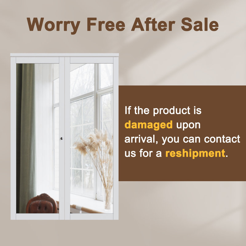 80''&96''H 1-Lite Mirrored Door Solid Manufactured Wood Bi-Fold Door with Installation Hardware Kit, 36" x 80"