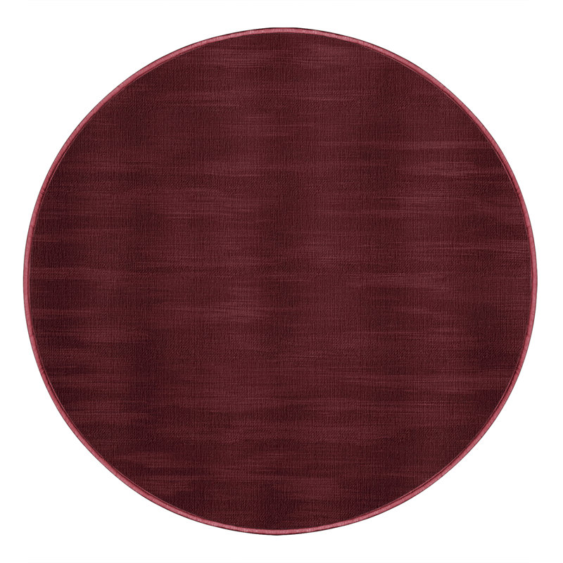 Tapis rouge uni lavable à la machine, Rond 7 pi