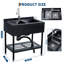 Évier 304 en acier inoxydable 304 à double cuve 36,6 x 22,2 x 38,9 po avec robinet coulissant - Station de lavage commerciale autoportante avec tablette intégrée et ouverte - Résistant à la rouille pour le garage. Cuisine et buanderie