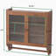 Armoire 24,8 po à double porte rétro avec porte vitrée, 3 tablettes et porte-serviettes, convient pour la salle de bain, la cuisine, la salle à manger, brun