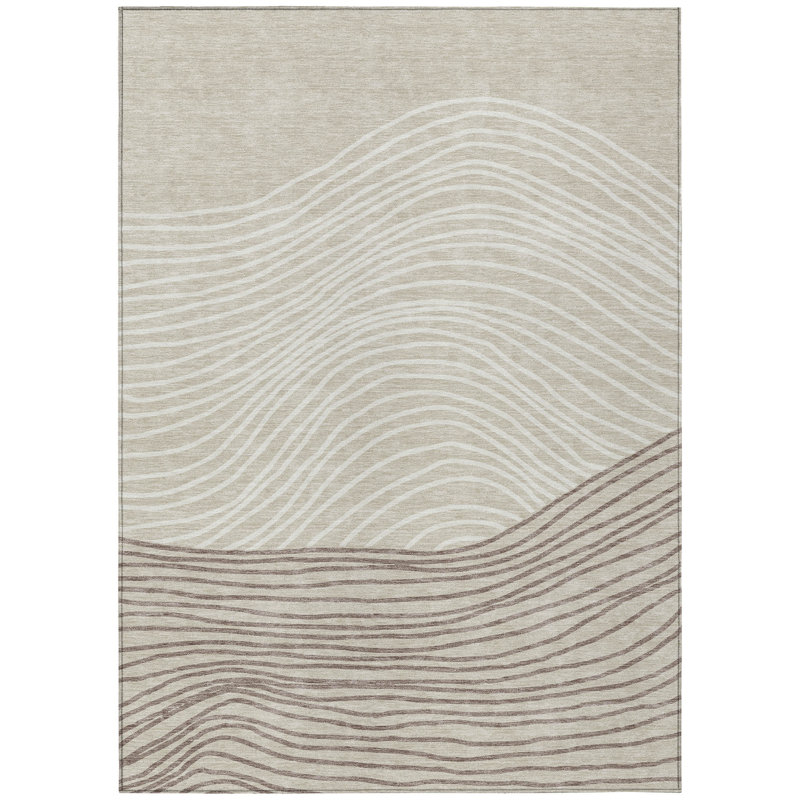 Machine Washable Indoor/Outdoor Buster ACN2350 Stripes Rug, Rectangle 3' x 5'