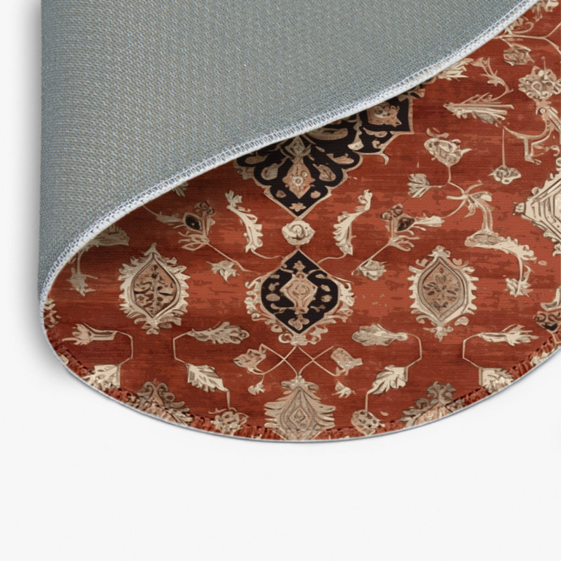 Tapis turc intérieur et extérieur brun, Rond 5 pi