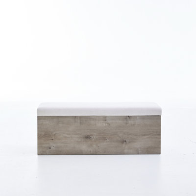 Soft Textured Canvas Chenille Upholstered Flip Top Bench - Oak Base, Bedroom Storage Solution, Contemporary Style With And Wood Base Fabric, Spacious For Bedroom, Casual Aesthetic