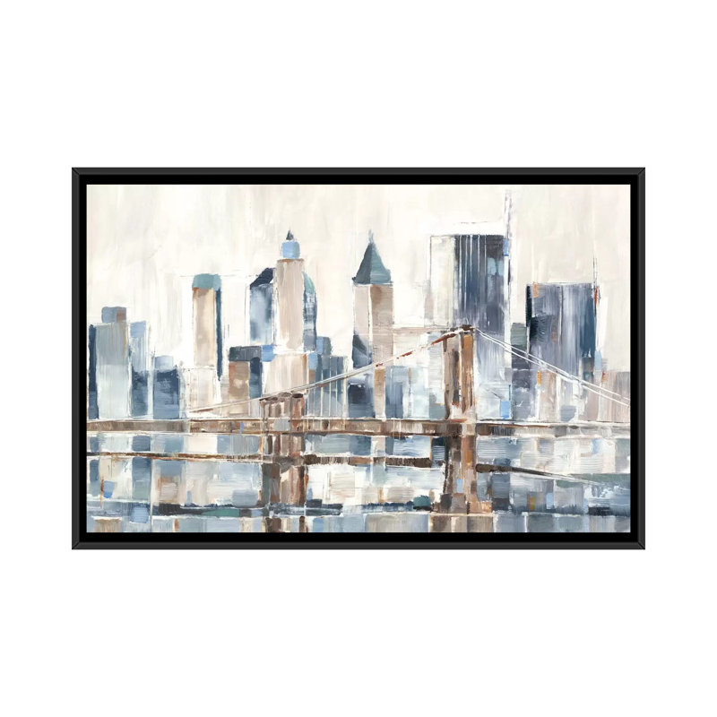 "Blue Hour I" par Ethan Harper, reproduction d’art, H 32 po x l 48 po x 1,5 po, Toile avec cadre noir, Pas de tapis