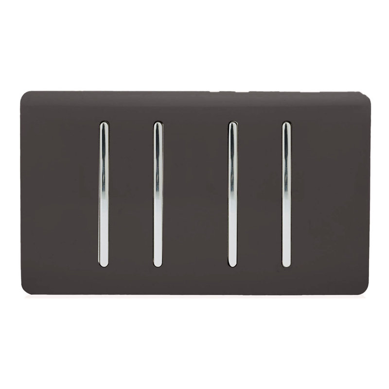 Trendi Switch 4 Gang Light Switch (1x 1 or 2 Way & 3 x Intermediate), Dark Brown