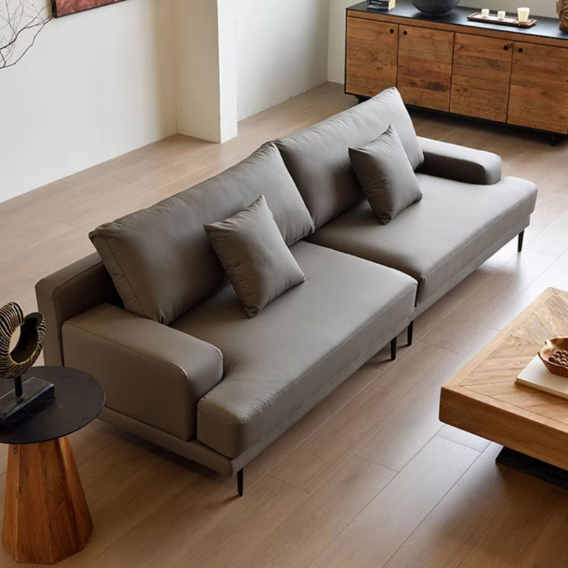 Canapé modulaire en similicuir, Gris, H 34,65 po x l 110,24 po x P 36,61 po