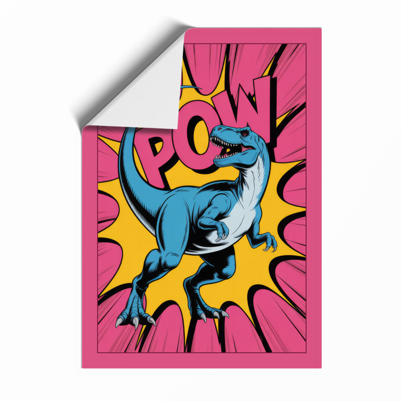 Dinosaur Pow Pop Art - Framed Print, Unframed, A1 - 84.1 x 59.4 cm