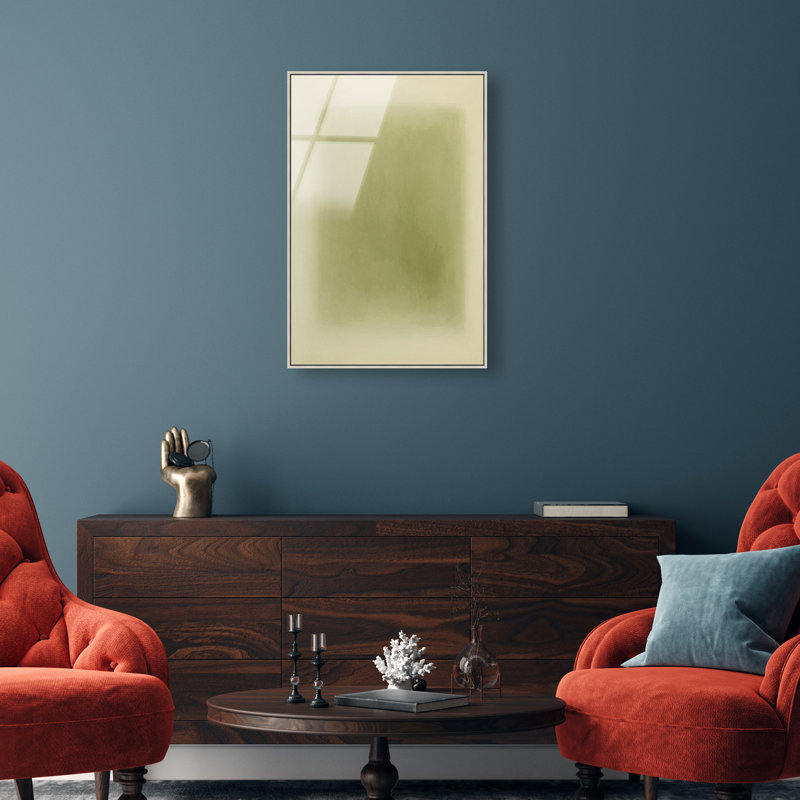 Calming Green Print, 37" H x 25" W, Silver Floater Frame