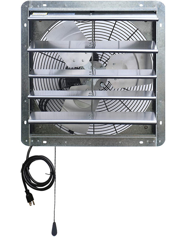 iLIVING ILG8SF18V-T, ventilateur de garage sous le toit avec ventilateur à obturateur de 18 pouces avec thermostat à 3 vitesses et cordon à 3 prises de 6 pieds de long, variable de 18 po, 1736 pi³ / min, zone de couverture de 2600 pieds carrés, argen