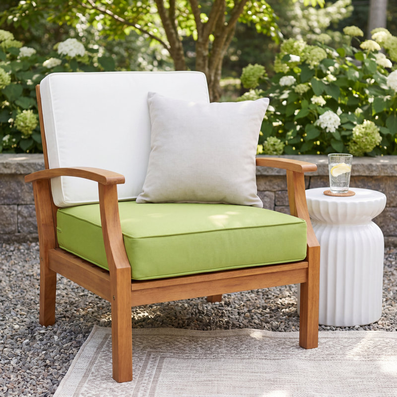 Carolena Outdoor Sunbrella Dining Chair Cushion, 5" H x 22.5" W x 22.5" D, Sunbrella - Canvas Spa/Cord Canvas Natural