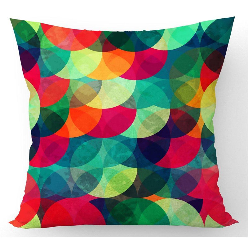 Flemington Colourful Grunge Circle Geometric Square Throw Cushion