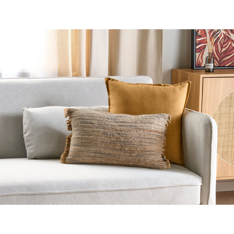 LEDUM Striped Beige Rectangular Lumbar Cushion