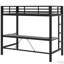 Gaming Metal Loft Bed Frame with LED Light, USB Charge Station and Desk-265098374-265098369