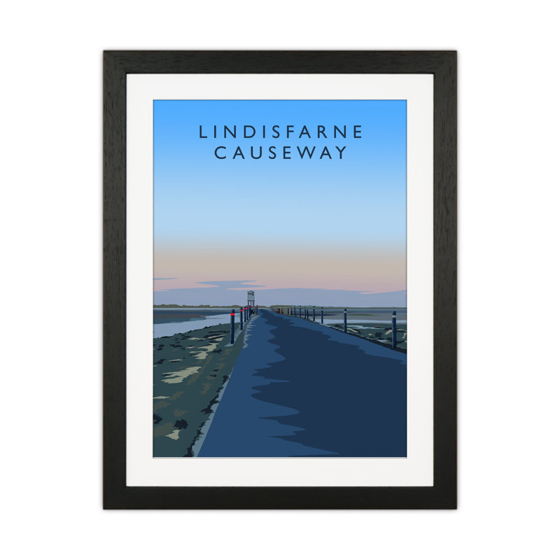 Lindisfarne Causeway Portrait by Richard O'Neill - Print, Black Framed, 43.5cm H x 33.5cm W x 3cm D