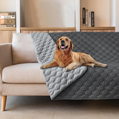 Couverture de protection pour meubles pour animaux lourds, housse de canapé réversible imperméable pour chiens et chats, housse de canapé résistante aux rayures, gris foncé / gris clair