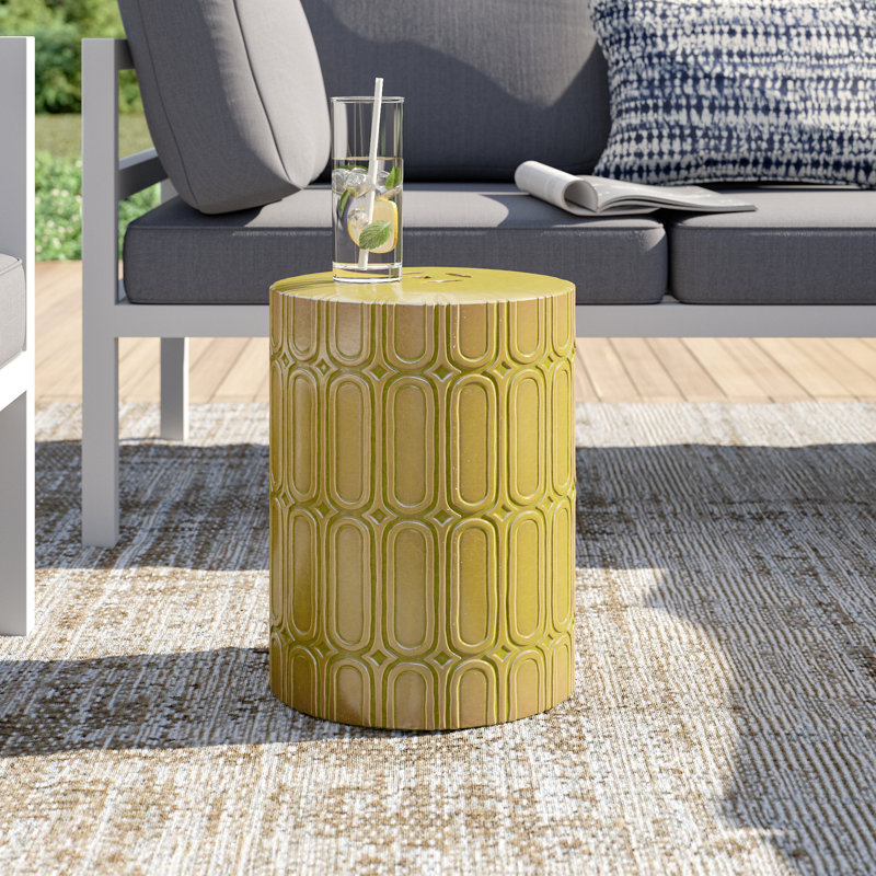 Morgane Ceramic Accent Stool, Spring Green
