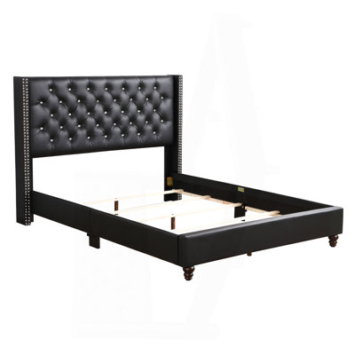 Grand lit tapissier noir Elegant