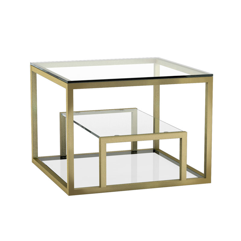 Cayla Glass Top End Table, Gold