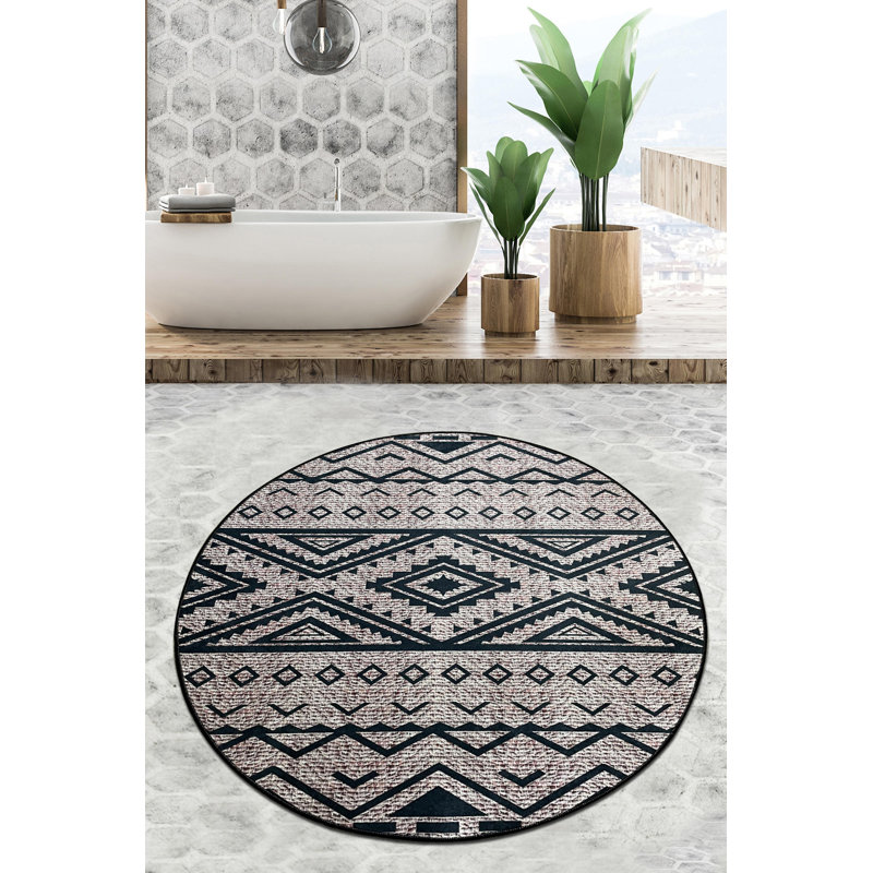 Tapis de bain antibactérien antidérapant, 55,1 pouces de diamètre, 100% polyester, 24,7 oz / m² | Hauteur des poils: 0,4 po | Lavable à la machine, durable et facile à nettoyer | Parfait pour la sécurité et le confort de la salle de bain