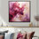 Magenta, nuages, touche dorée - encre liquide, art mural abstrait, salon