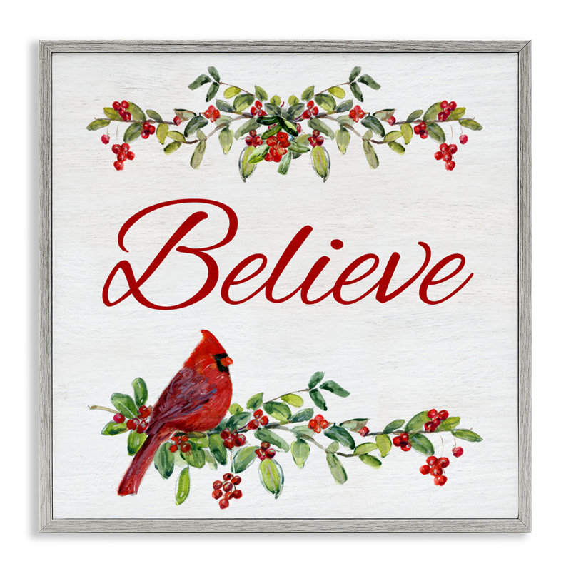 Giclée encadrée Festive Believe Greenery, design par Sally Swatland, Estampe numérique Farmhouse, H 17 po x l 17 po