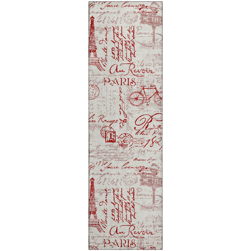 Premium Machine Washable Mayfield AMF2209 novelty Rug, 2'3" x 7'6" Runner, Red
