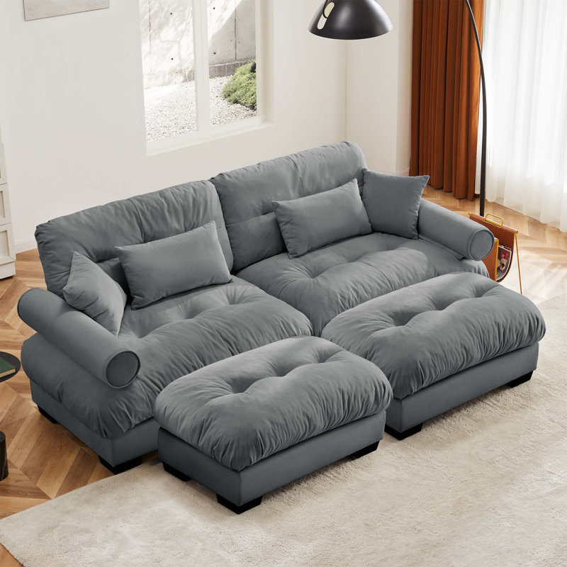 91" Oversized Upholstered Chaise Lounge Indoor, Gray