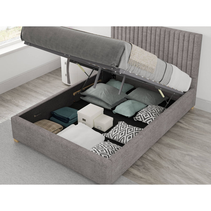 Bonhill Upholstered Ottoman Storage Bed, Single (3'), Silver
