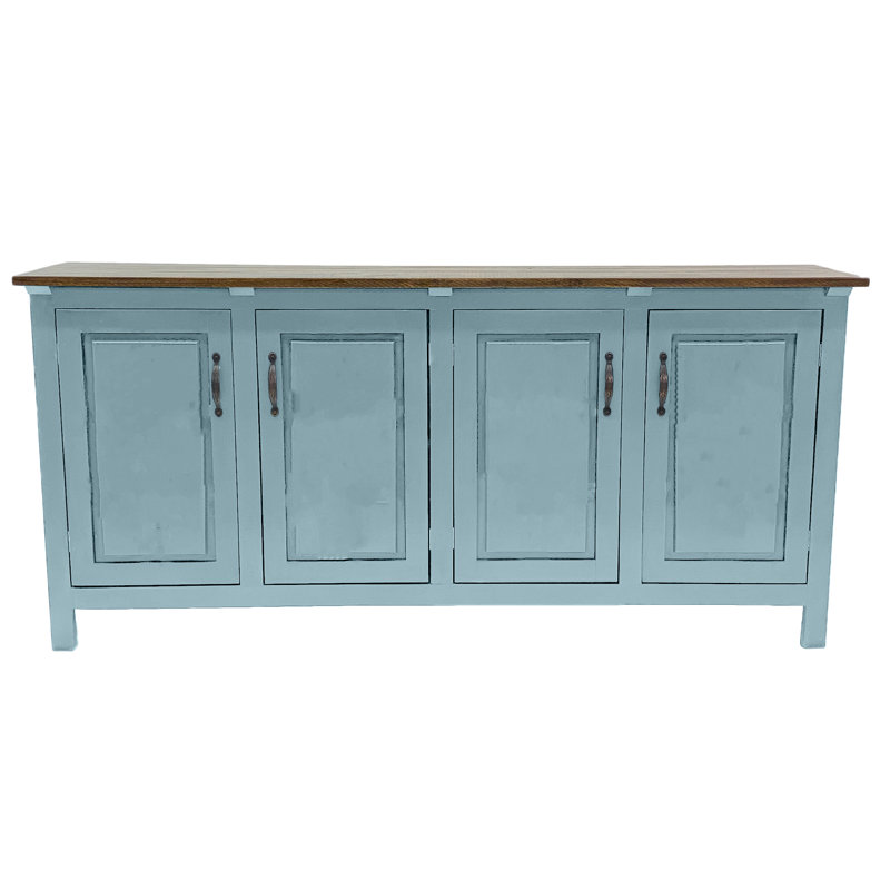 Modern Solid Wood Sideboard Buffet, Interesting Aqua, 35" H x 70" W x 18" D