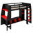 Wood Gaming Loft Bed Featuring Desk, Shelves, LED, And Hanging Rack-157855395