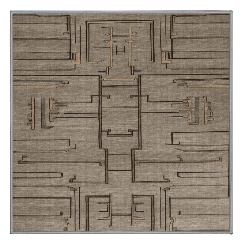 Tapis gris art déco lavable à la machine, Carré 5 pi