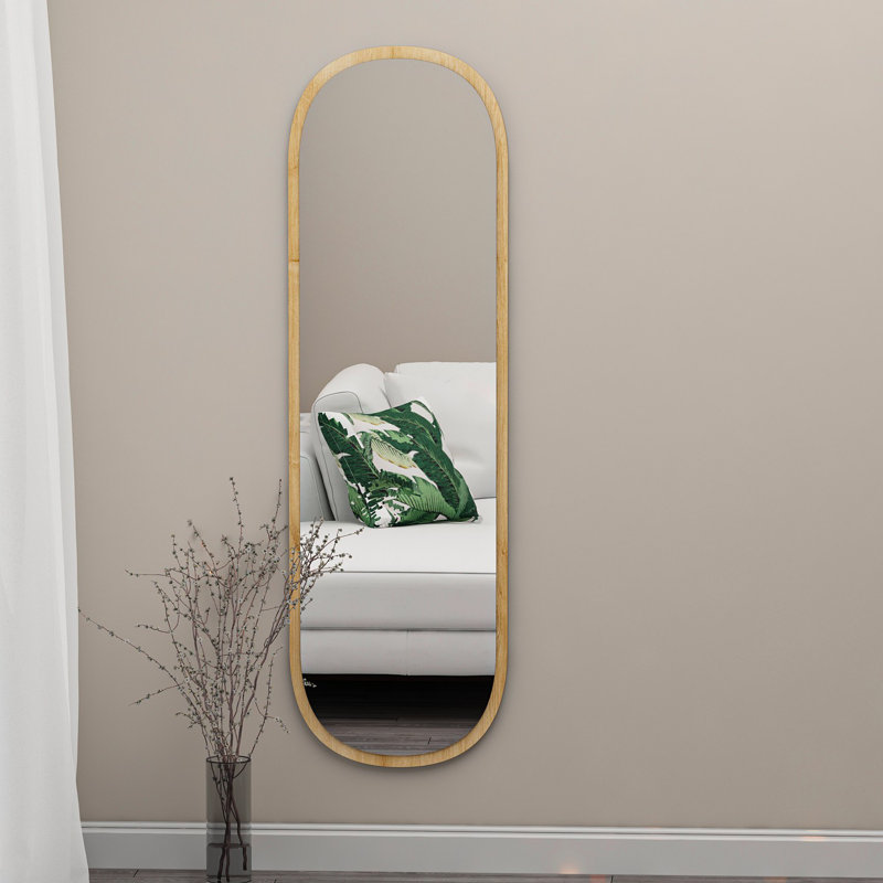 Modern Oval Full Length Mirror, 15.7 x 47.2 x 0.9 inches | 100% MDF, Ecological Flotal-E Mirror | Wall-Mountable, Natural Color | Perfect for Home Décor, Elegant and Functional Design for Any Room