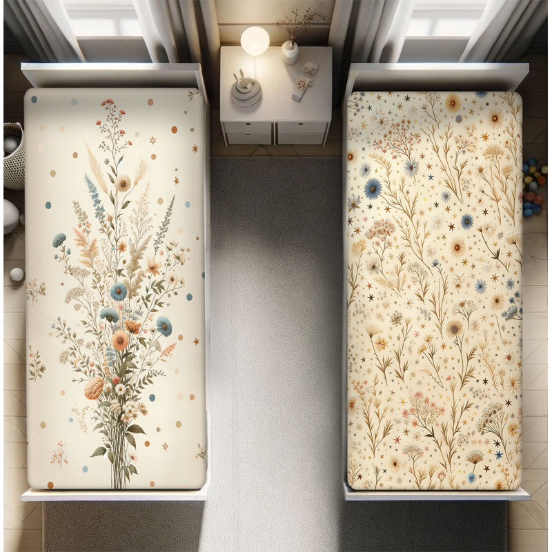 Ensemble de draps-housses Ambesonne, ensemble de 2, art floral rustique minimal _sds1139, Drap-housse de taille double