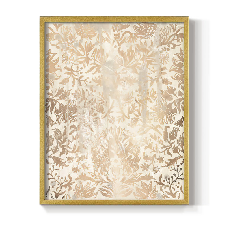 Walnut Damask I Framed Print - Solid Wood, 10" H x 8" W