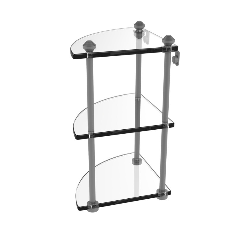 Southbeach 3 Piece Triangle Corner Shelf, Matte Gray