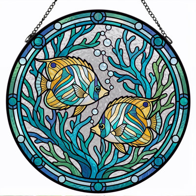 Panneau de vitrail Tropical Fish - 7,8H