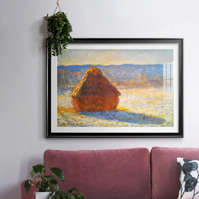 «Haystacks In Snow» par Claude Monet - Reproduction d'art, emmêlée et encadrée sous verre acrylique, grand art mural