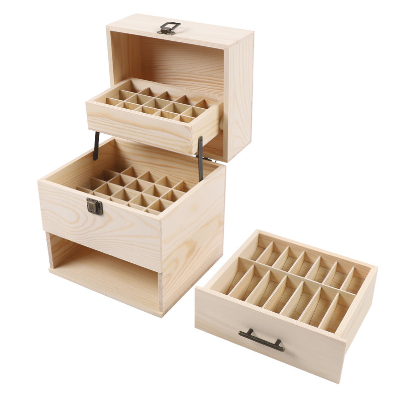 59 Grid Wood Essential Oil Box
