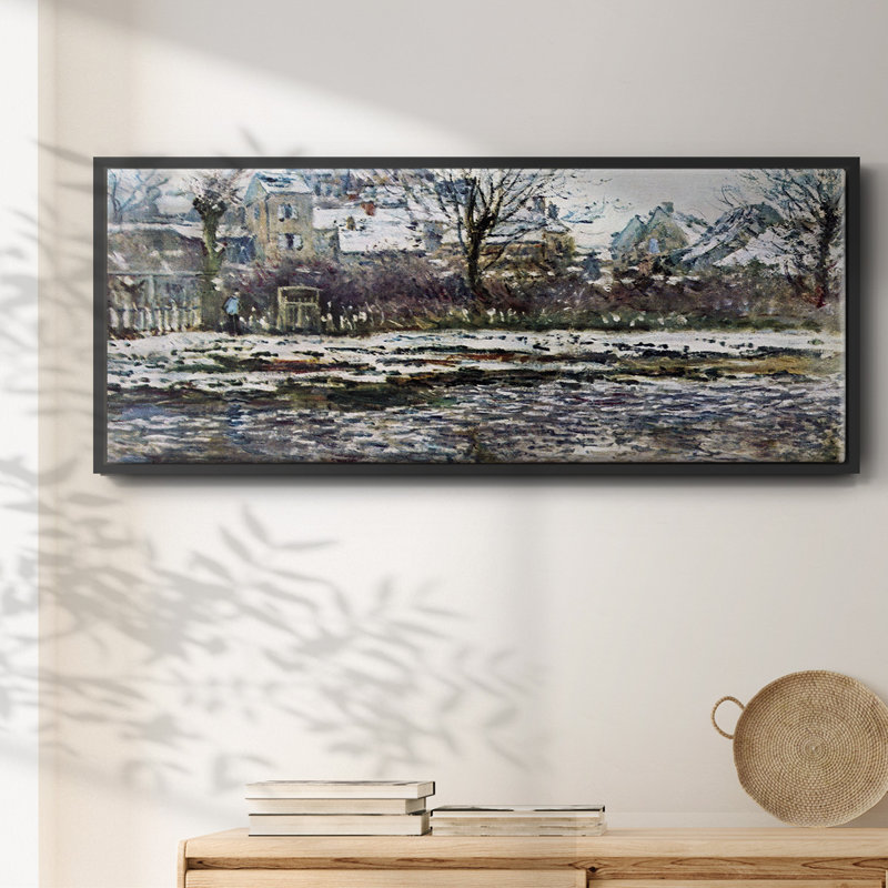 «Snow in Vetheuil» par Monet, toile encadrée, H 20 po x l 50 po