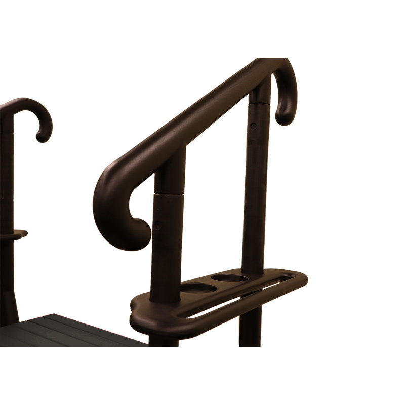 Black 36-Inch 3-Step Slip Resistant Spa Step with Handrails