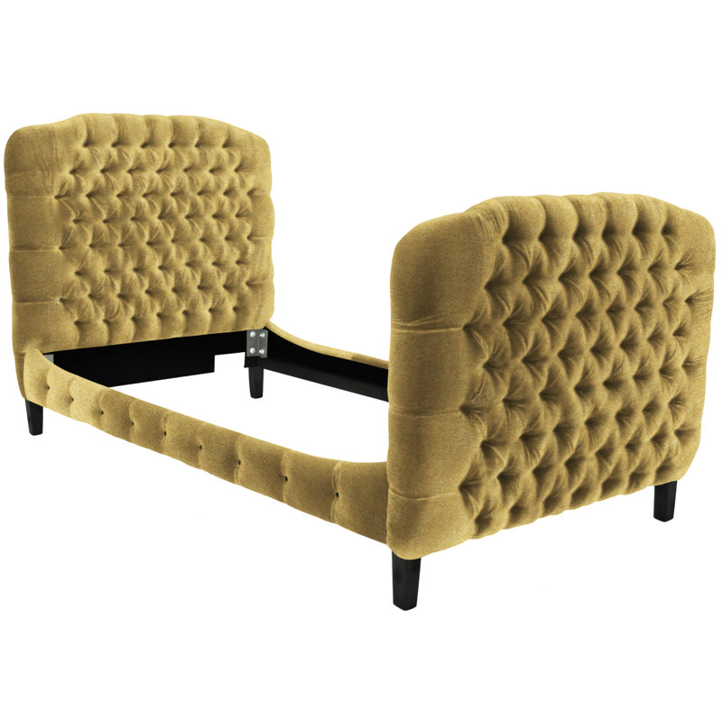 Upholstered Bed, Performance Twill Natural, French Dark Chocolate