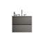 Meuble-lavabo 24 po gris espace avec compartiments de rangement supplémentaires et trois trous de robinet de style élégant-1445258674