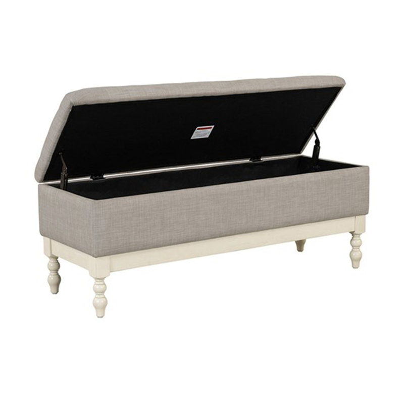 Banc de rangement touffeté crème antique / gris clair Voir ci-dessous
