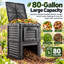 Bac à compost 80 gallons pour l'extérieur, grand composteur de jardin avec évents d'aération, conception résistante aux rayons UV pour les déchets de cuisine et les déchets de jardin