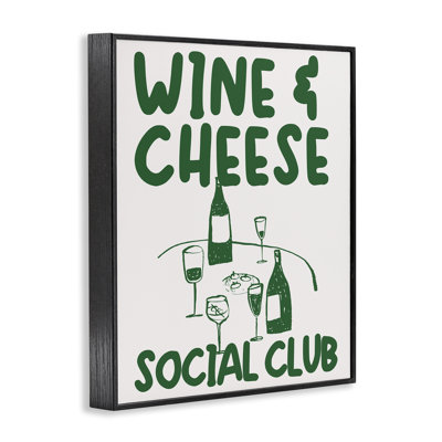 Wine & Cheese Social Club Framed Giclee, design by House of Lulu