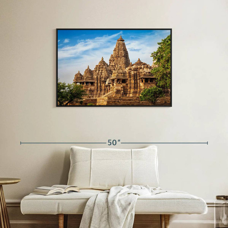 Ancien Kandariya Mahadeva, Cadre flottant noir, 37 po x 25 po