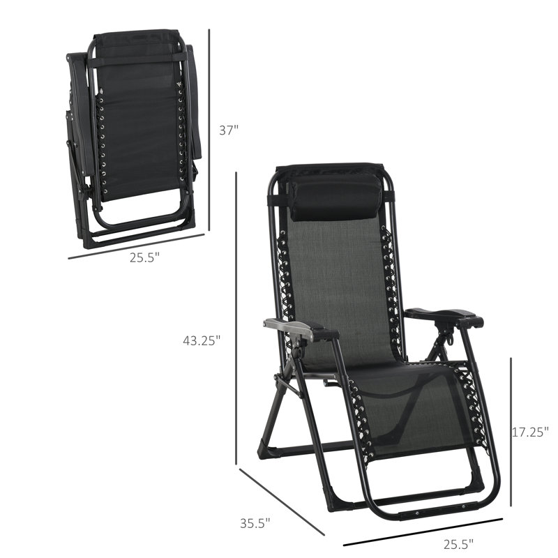 Chaise de jardin inclinable avec repose-tête Outsunny, Gris clair
