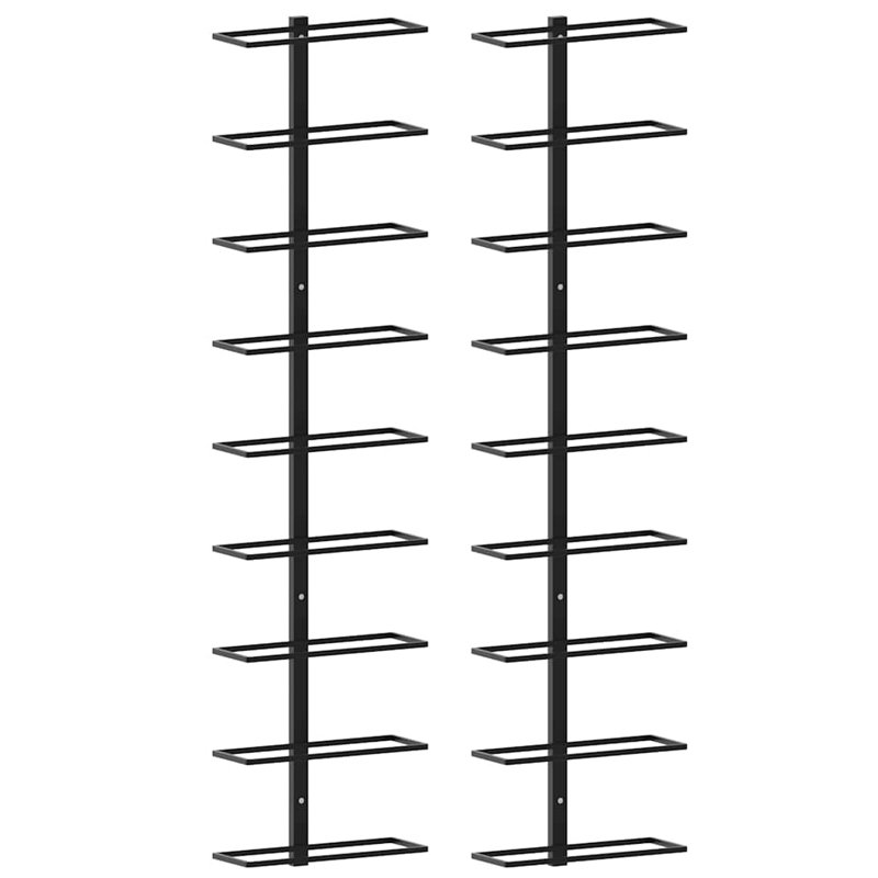Ensemble de porte-bouteilles muraux en fer noir pour 2 bouteilles de 18 bouteilles
